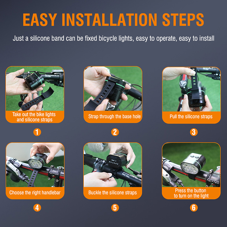 Boruit L5 Bicycle LED Light 1300lm High Bright Night Bike Light USB Charging Outdoor Sports Mountain Bike Accessories