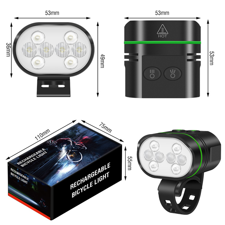 Boruit L5 Bicycle LED Light 1300lm High Bright Night Bike Light USB Charging Outdoor Sports Mountain Bike Accessories