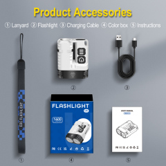 Boruit New U6 High Powered Led Flashlights Multi-Function Waterproof Rechargeable Flashlight with Magnetic Rotatable Clip