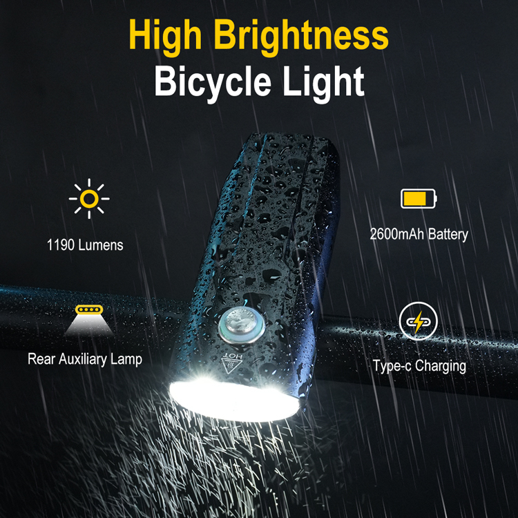 Boruit LD14 New night riding outdoor road bike led light waterproof rechargeable 1190 lumen 2600mAh bicycle front light