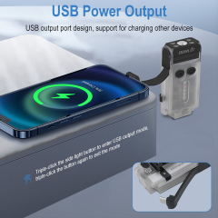 Boruit v30 keychain edc led flashlight head swivel 2000mah battery power bank fluorescent flashlight with UV light