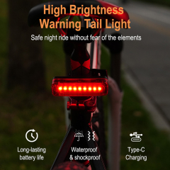 Boruit D2 Bike Tail Light Bicycle Lamps Bicycle Safety Warning Rear Light Rechargeable LED Bike Rear Cycling Light with Memory Function