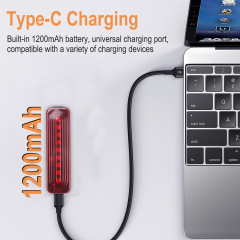 Boruit D2 Bike Tail Light Bicycle Lamps Bicycle Safety Warning Rear Light Rechargeable LED Bike Rear Cycling Light with Memory Function