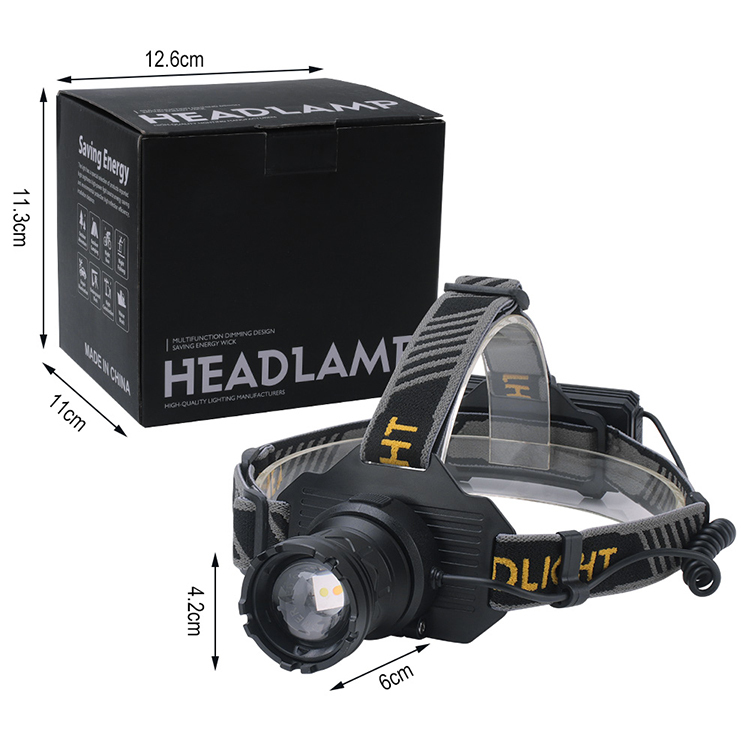 Boruit T502B Powerful Spotlight Type-C Rechargeable USB Output Power 90 Degree Adjustable Zoomable Head Lamp with Sensor Headlight