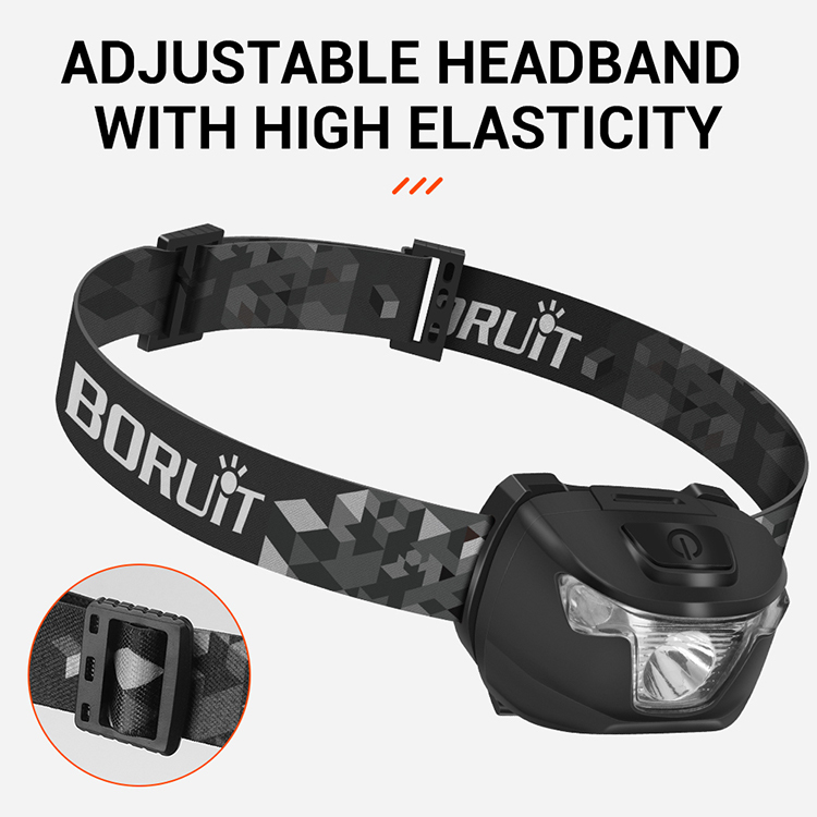 Boruit BR01 Portable LED Headlamp Fishing Headlight White Red Light Headlight helmet Light Lightweight Headlamp