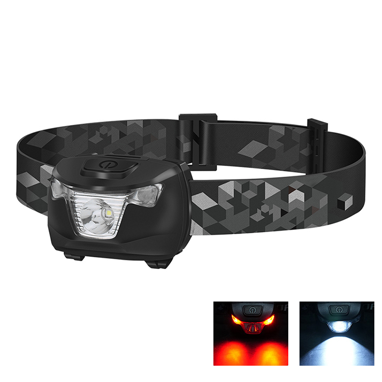 Boruit BR01 Outdoor Portable LED Headlamp Fishing White Red Light Headlight Abs Plastic Body Camping LED Torch with aaa battery