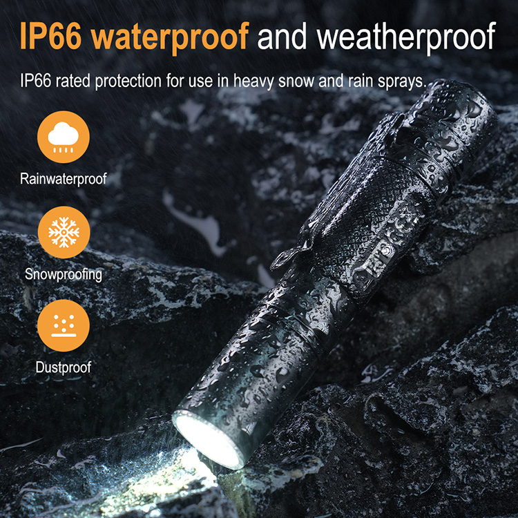 Boruit RJ13 500 Lumens High Brightness EDC Flashlight Waterproof Rechargeable Small Torch Light Portable Tactical Light Torch