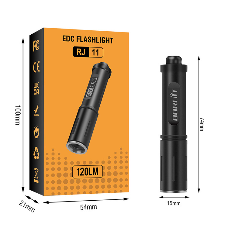 Boruit RJ11 Outdoor Mini Flashlights High Strength Torch Pocket Waterproof Handheld Small Flashlight