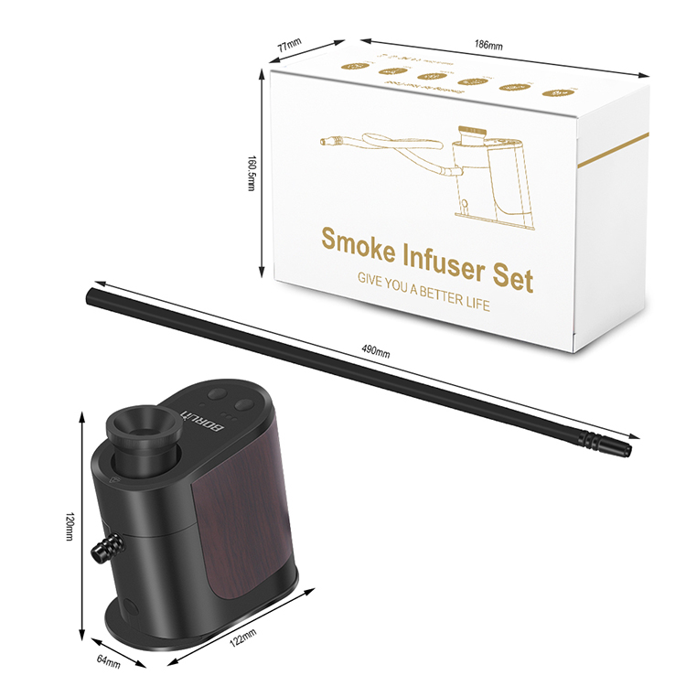 Boruit BQ500 Cocktail Whiskey Smoker Gift Set Portable Molecular Cuisine Smoking Food Cold Smoke Infuser Kit