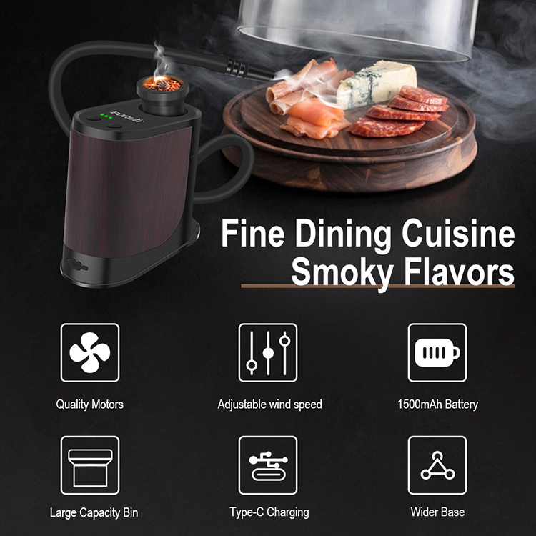Boruit BQ500 Cocktail Whiskey Smoker Gift Set Portable Molecular Cuisine Smoking Food Cold Smoke Infuser Kit