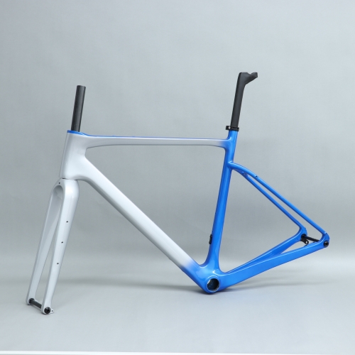 GF-002 Custom Paint Gravel Bike Frame Silver & Blue