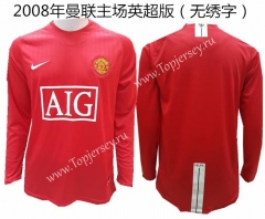 2008 Without Chest Letters Manchester United Home Red Retro Version Thailand LS Soccer Jersey AAA
