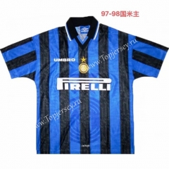 Retro Version 1997-1998 Inter Milan Home Blue&Black Thailand Soccer Jersey AAA-811