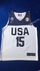 Worlp Cup USA White #15 NBA Jersey
