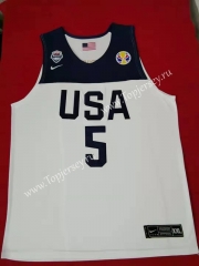 Worlp Cup USA White #5 NBA Jersey