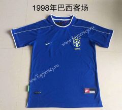 Retro Version 1998 Brazil Away Blue Thailand Soccer Jersey AAA-AY