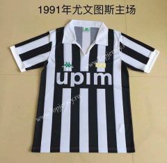 Retro Version 1991 Juventus Home Black&White Thailand Soccer Jersey-DG