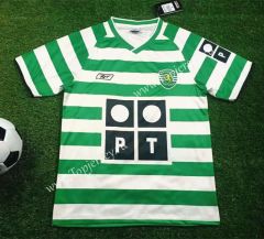 Retro Version 2003-2004 Sporting Clube de Portugal Home White and Green Thailand Soccer Jersey-503