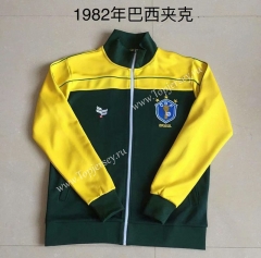 Retro Version 1982 Brazil Yellow&Green Thailand Soccer Jacket-AY