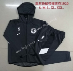 2020-2021 NBA Los Angeles Clippers Dark Gray Jacket Uniform With Hat-815