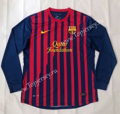 Retro Version 2011-2012 Barcelona Home Red&Blue LS Thailand Soccer Jersey AAA-SL