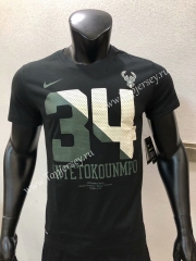 Milwaukee Bucks Black #34 NBA Cotton T-shirt