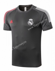 2020-2021 Real Madrid Dark Gray Short-sleeved Thailand Soccer Tracksuit Top-815