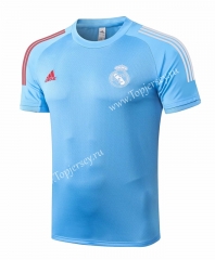 2020-2021 Real Madrid Blue Short-sleeved Soccer Tracksuit Top-815