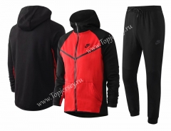 2020-2021 Black (Red Sleeve) Thailand Soccer Jacket Uniform With Hat-815