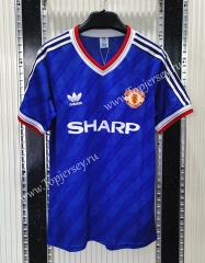 Retro Version 1986 Manchester United Away Blue Thailand Soccer Jersey AAA-C1046