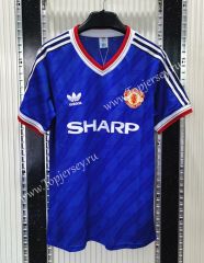Retro Version 1986 Manchester United Away Blue Thailand Soccer Jersey AAA-C1046