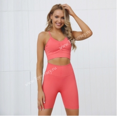 2PCS/Set Seamless Fitness Women Yoga Suit Push Up Strappy Sports Bra Sexy Sports Suits