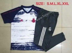 2020-2021 Real Madrid White Short-sleeved Thailand Soccer Tracksuit-815