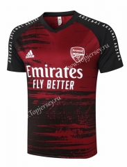 2020-2021 Arsenal Dark Red Short-Sleeve Thailand Soccer Tracksuit Top-815