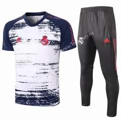 2020-2021 Bayern München Blue&White Short-sleeved Thailand Soccer Tracksuit-815