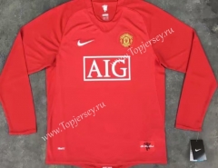 Retro Version 07-08 Manchester United Home Red LS Thailand Soccer Jersey AAA-510