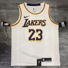 Los Angeles Lakers Round Collar White #23 NBA Retro Jersey