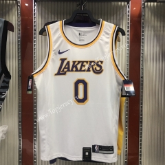 Los Angeles Lakers Round Collar White #0 NBA Retro Jersey
