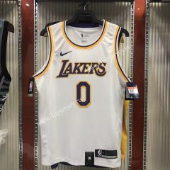 Los Angeles Lakers Round Collar White #0 NBA Retro Jersey