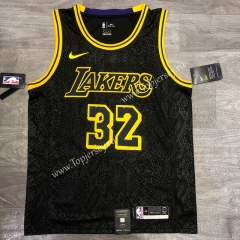 Mamba Snake Pattern Los Angeles Lakers Round Collar Black #32 NBA Jersey