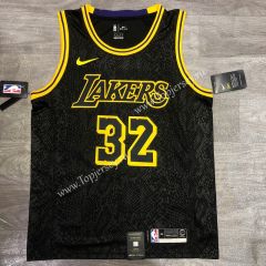 Mamba Snake Pattern Los Angeles Lakers Round Collar Black #32 NBA Jersey