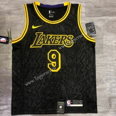 Mamba Snake Pattern Los Angeles Lakers Round Collar Black #9 NBA Jersey