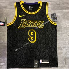 Mamba Snake Pattern Los Angeles Lakers Round Collar Black #9 NBA Jersey