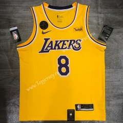 Los Angeles Lakers Round Collar Yellow #8 NBA Retro Jersey