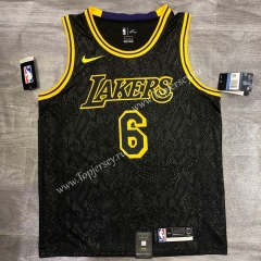 Mamba Snake Pattern Los Angeles Lakers Round Collar Black #6 NBA Jersey
