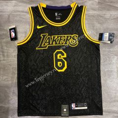 Mamba Snake Pattern Los Angeles Lakers Round Collar Black #6 NBA Jersey