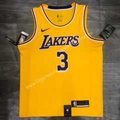 Los Angeles Lakers Round Collar Yellow #3 NBA Retro Jersey