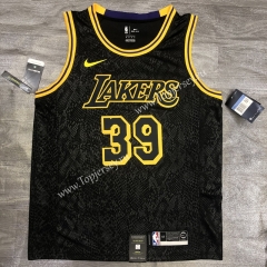 Mamba Snake Pattern Los Angeles Lakers Round Collar Black #39 NBA Jersey