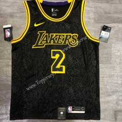 Mamba Snake Pattern Los Angeles Lakers Round Collar Black #2 NBA Jersey