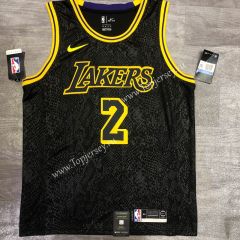 Mamba Snake Pattern Los Angeles Lakers Round Collar Black #2 NBA Jersey
